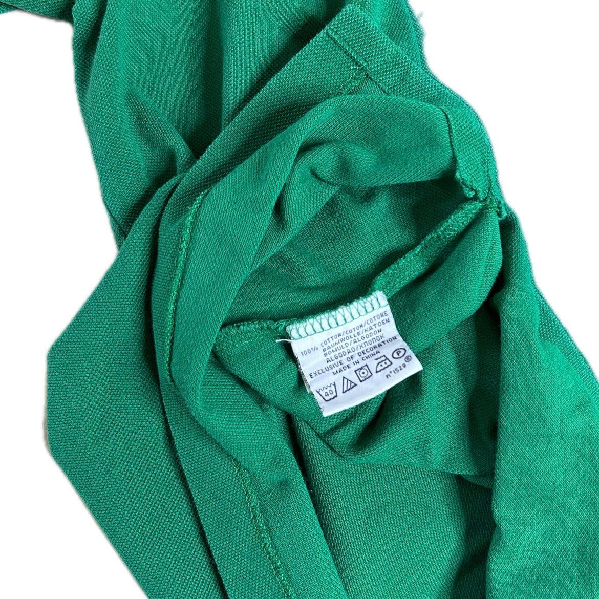 Secondhand green cotton Ralph Lauren Polo Shirt with Short Sleeves and purple Logo