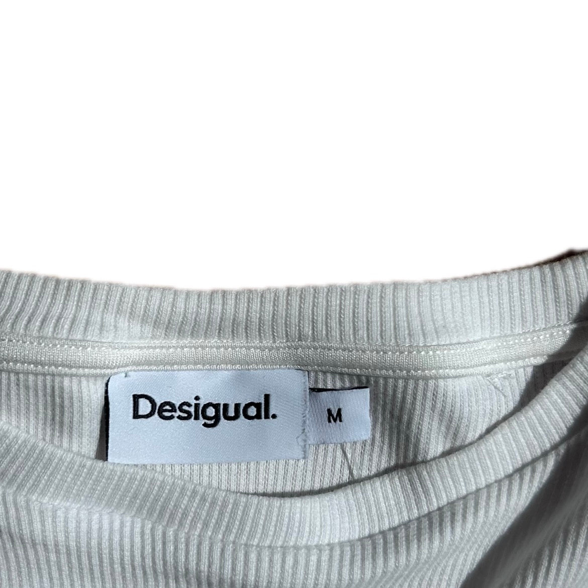 Secondhand white and orange cotton patchwork Desigual T-Shirt