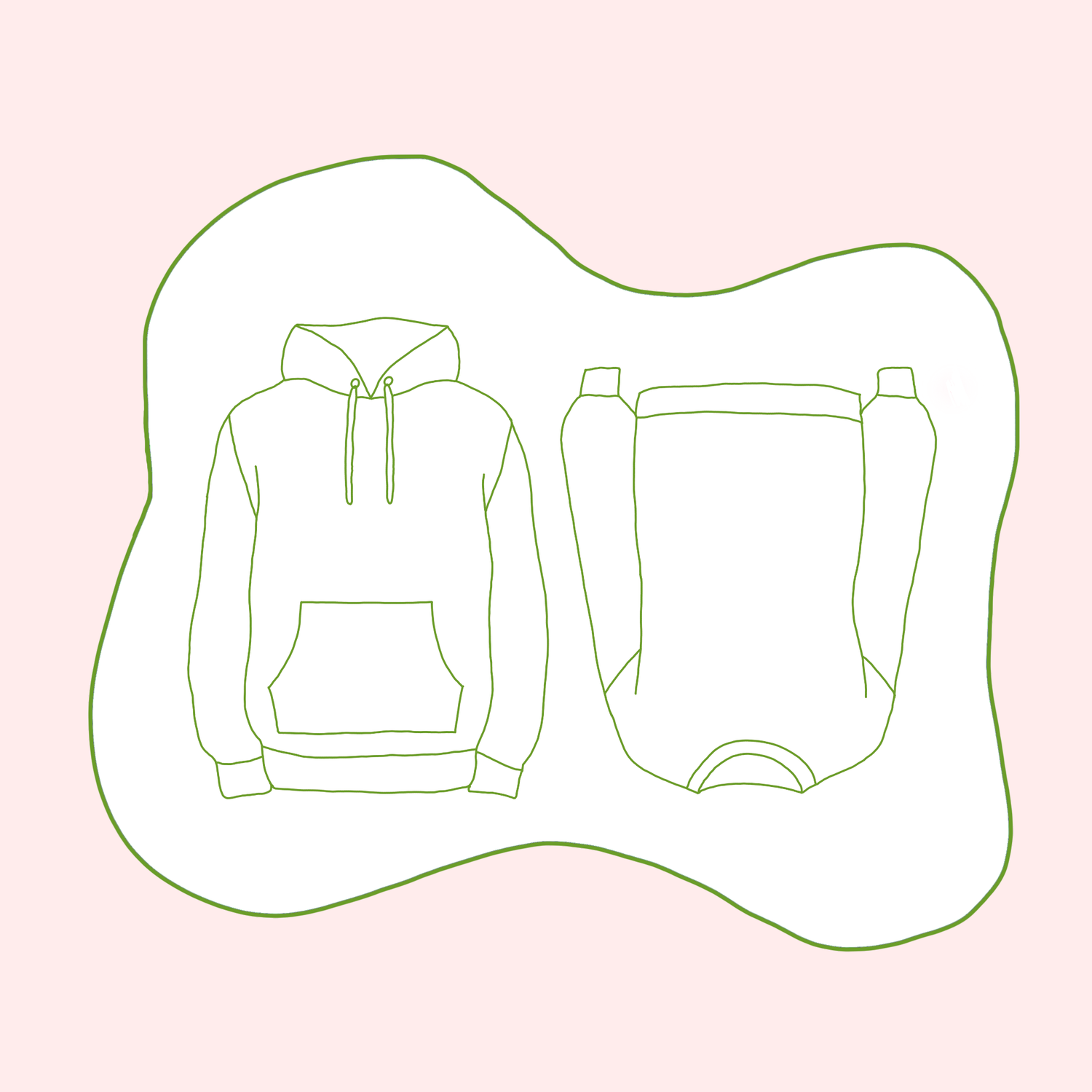Illustration of secondhand and vintage hoodies and sweatshirts.