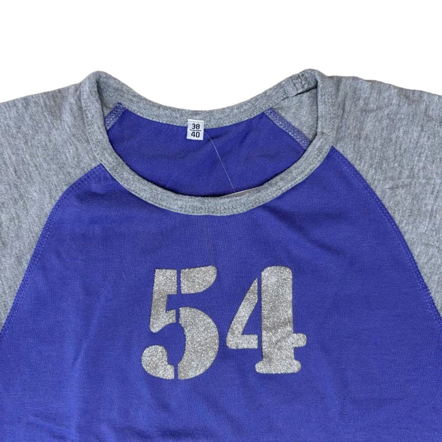 Vintage blue and grey cotton Top with glitter number 54