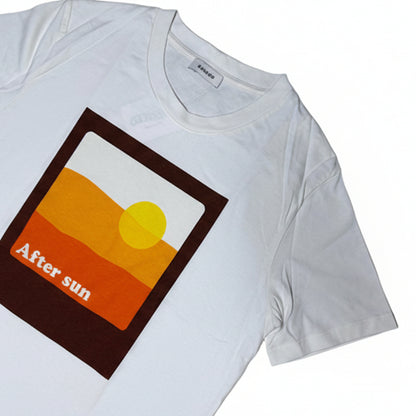 Secondhand white Sandro T-Shirt with colorful graphic print 