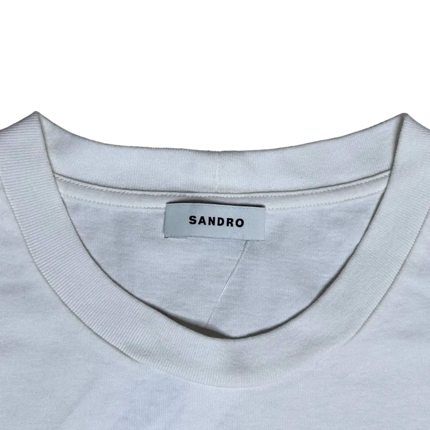 Secondhand white Sandro T-Shirt with colorful graphic print 