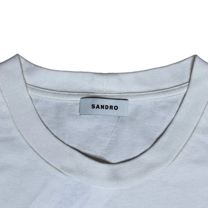 Secondhand white Sandro T-Shirt with colorful graphic print 
