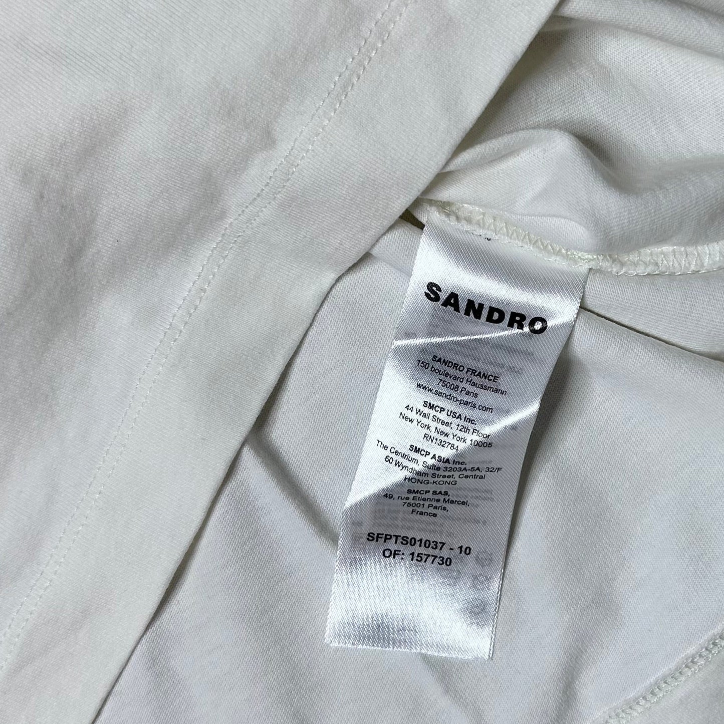 Secondhand white Sandro T-Shirt with colorful graphic print 