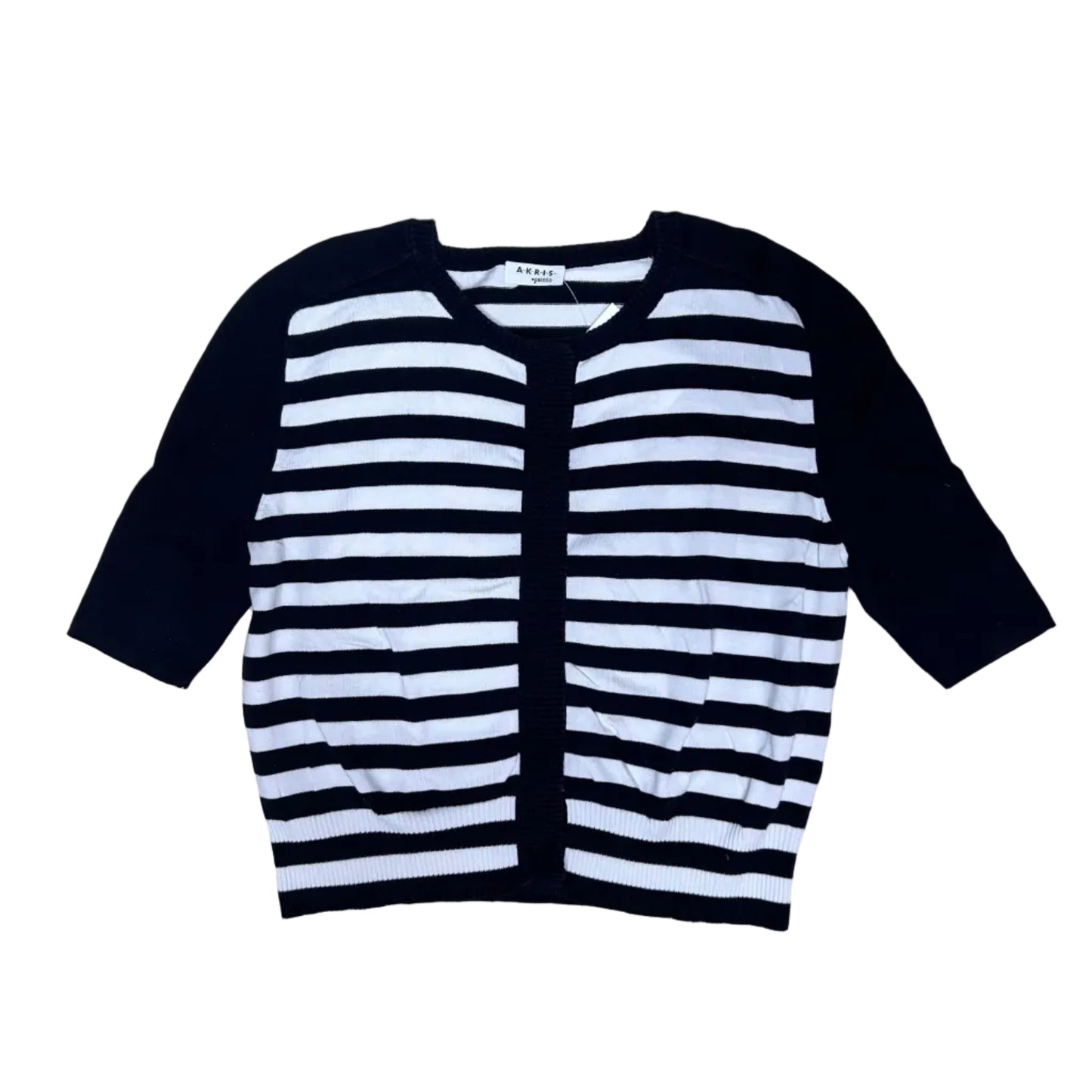 Secondhand black and white striped cotton Akris Punto Cardigan 