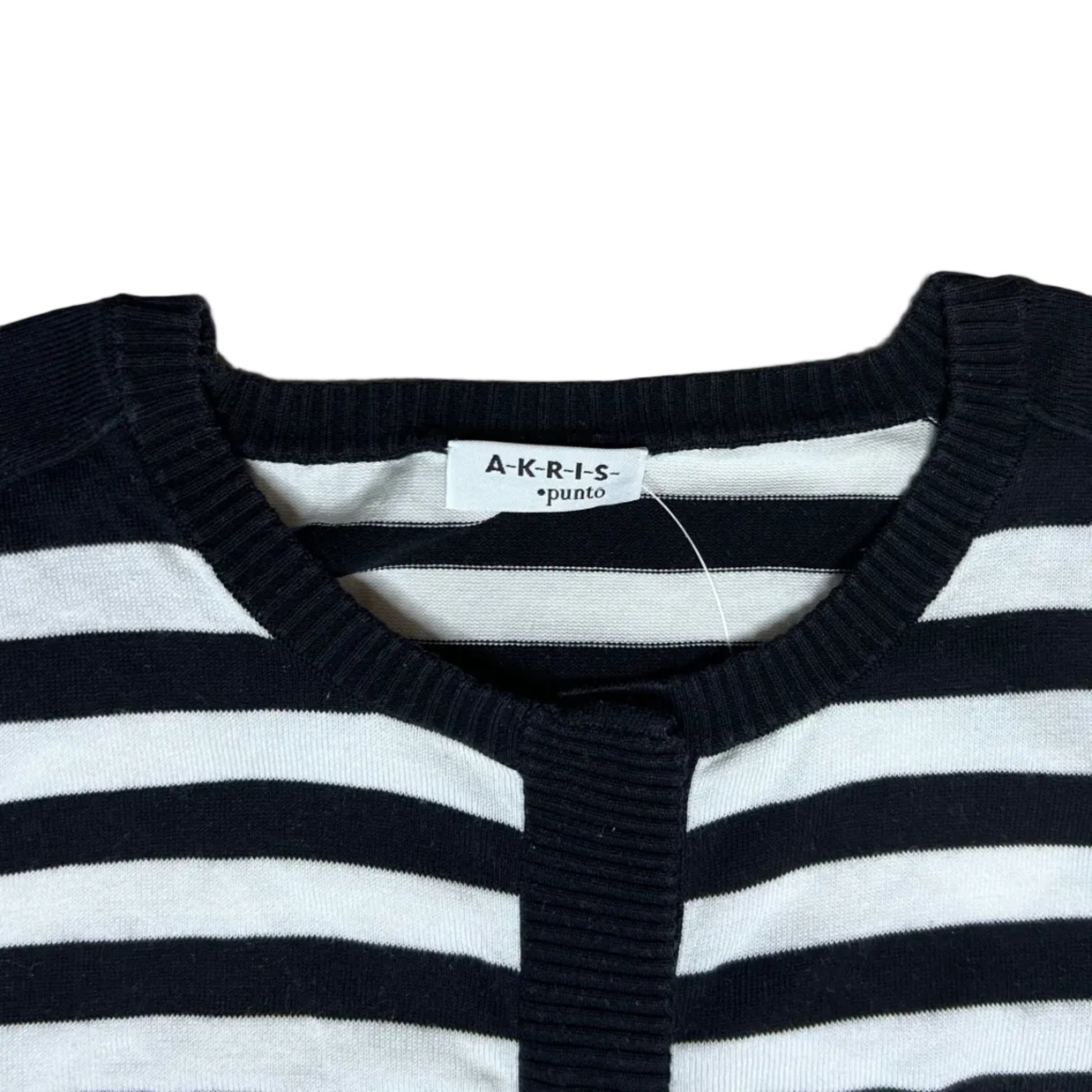Secondhand black and white striped cotton Akris Punto Cardigan 
