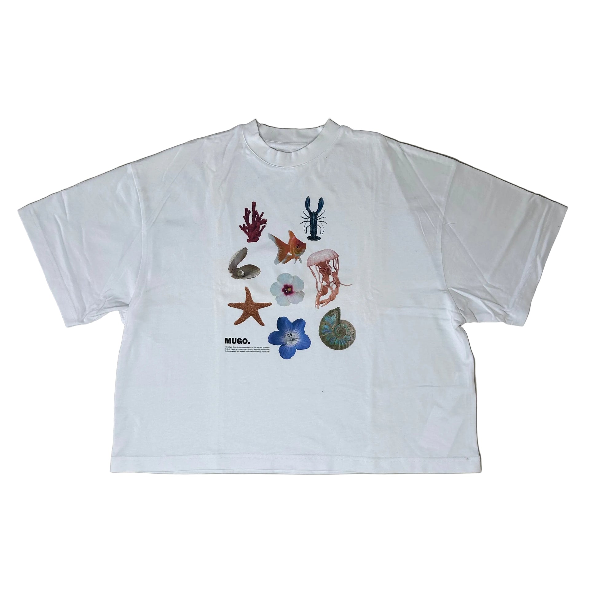 Secondhand white cotton Mugo Department T-Shirt with Print 
