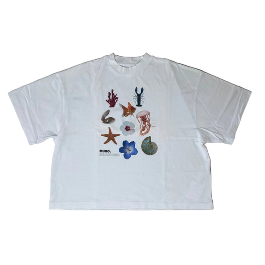 Secondhand white cotton Mugo Department T-Shirt with Print 