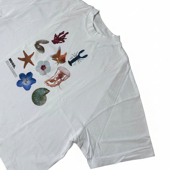 Secondhand white cotton Mugo Department T-Shirt with Print 