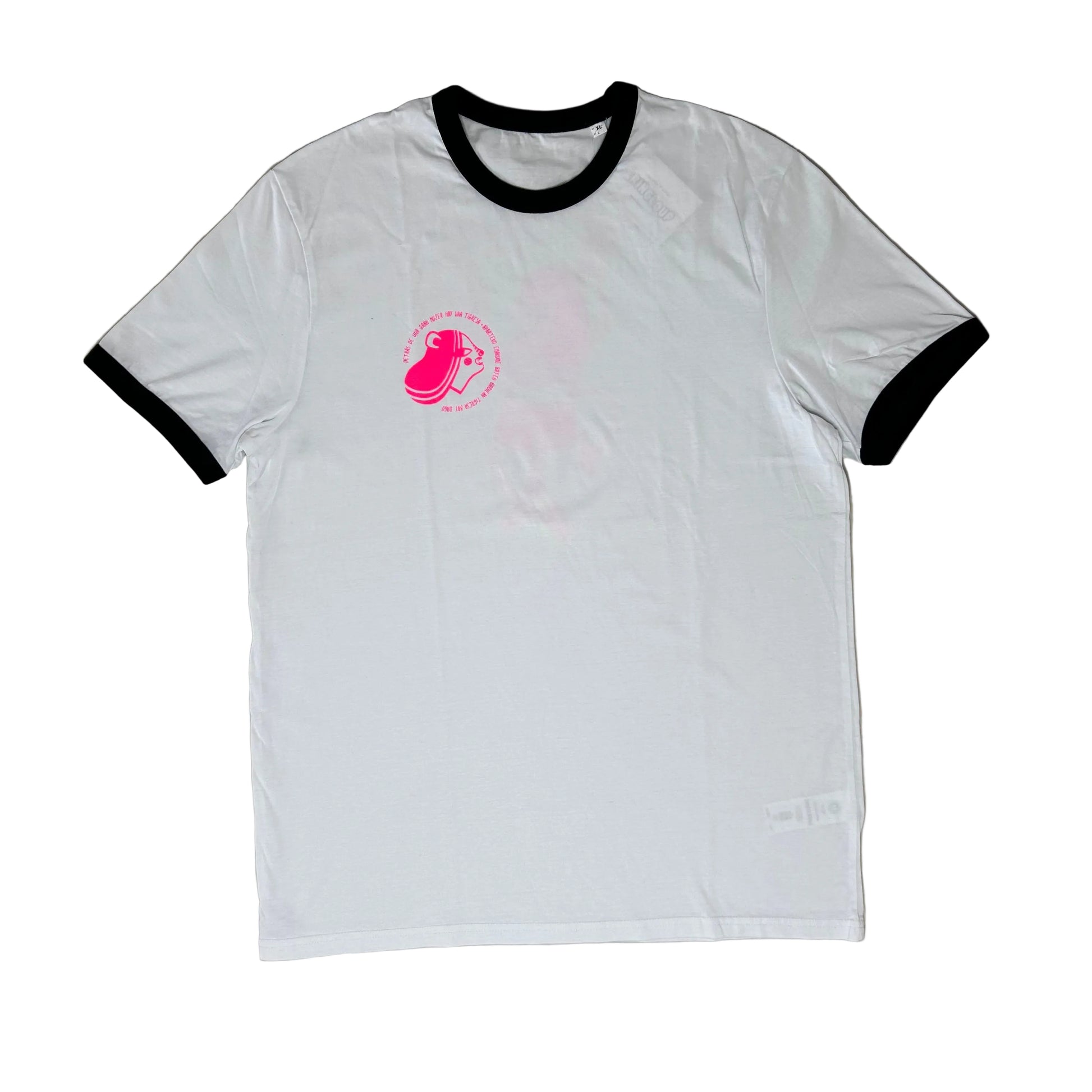 Secondhand white Stanley/Stella T-Shirt with pink graphic print 