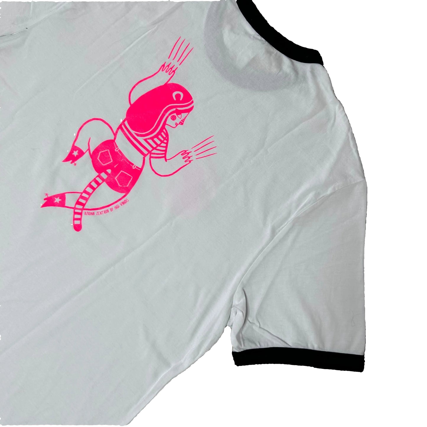 Secondhand white Stanley/Stella T-Shirt with pink graphic print 