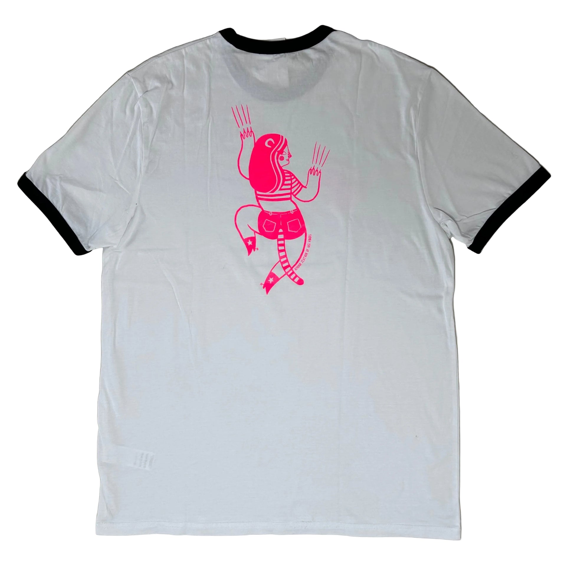 Secondhand white Stanley/Stella T-Shirt with pink graphic print 