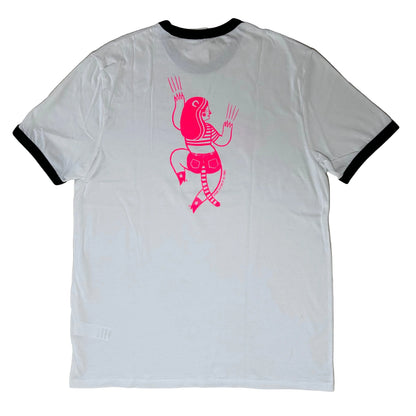 Secondhand white Stanley/Stella T-Shirt with pink graphic print 