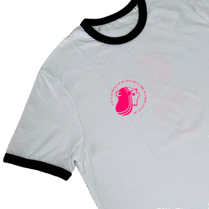 Secondhand white Stanley/Stella T-Shirt with pink graphic print 