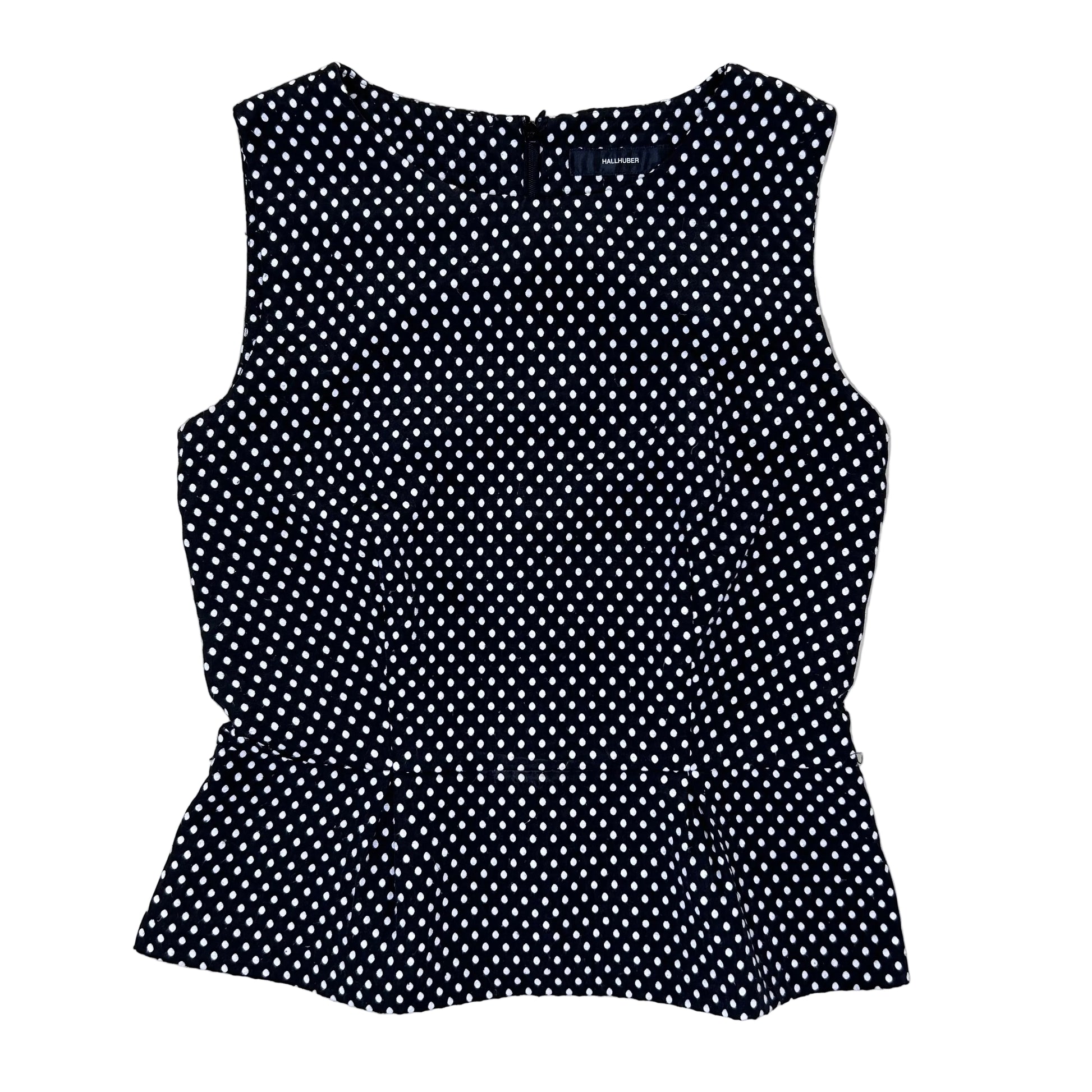 Secondhand black Hallhuber Top / Blouse with white dots 