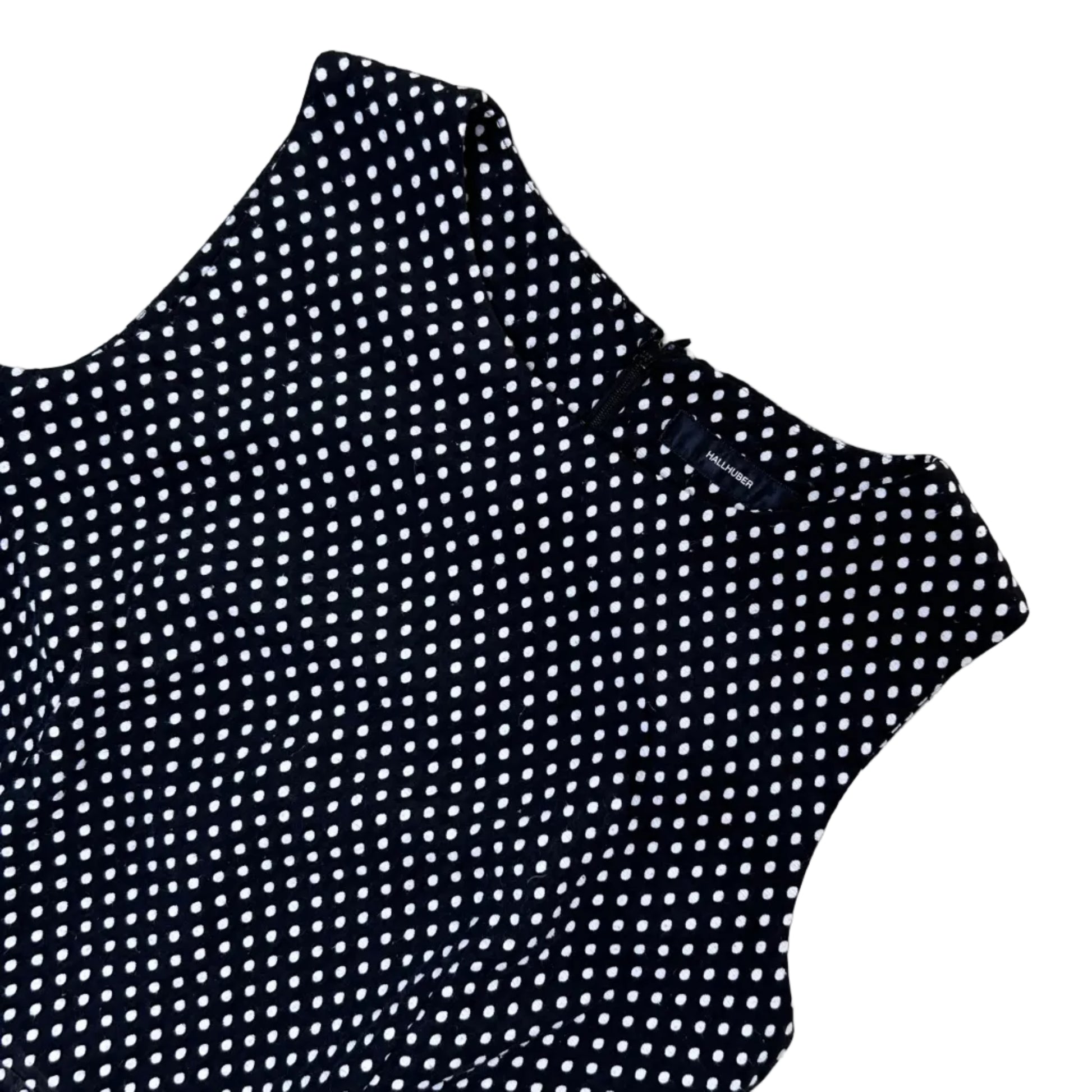 Secondhand black Hallhuber Top / Blouse with white dots 