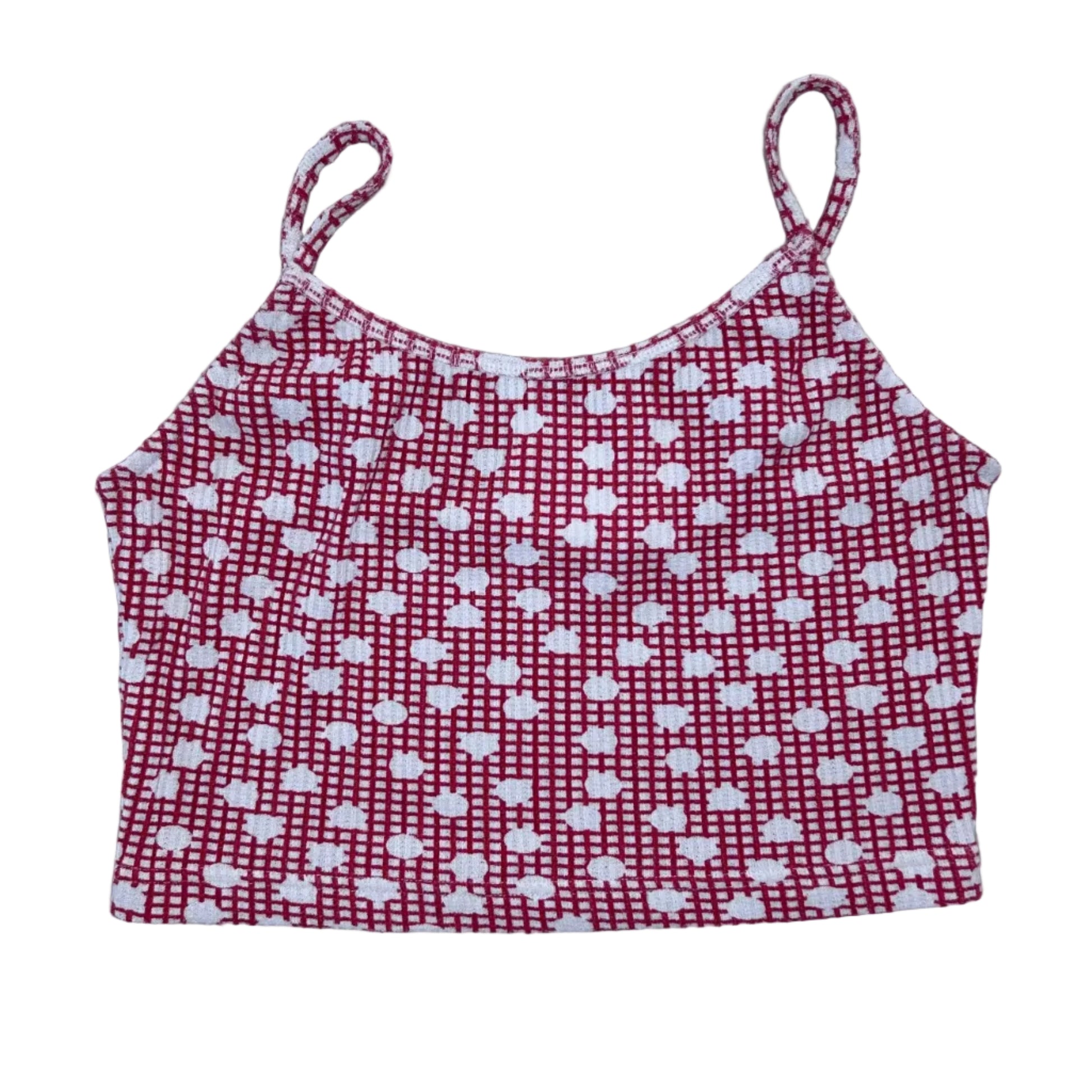 Secondhand red and white checkered American Vintage crop top with polka dots 