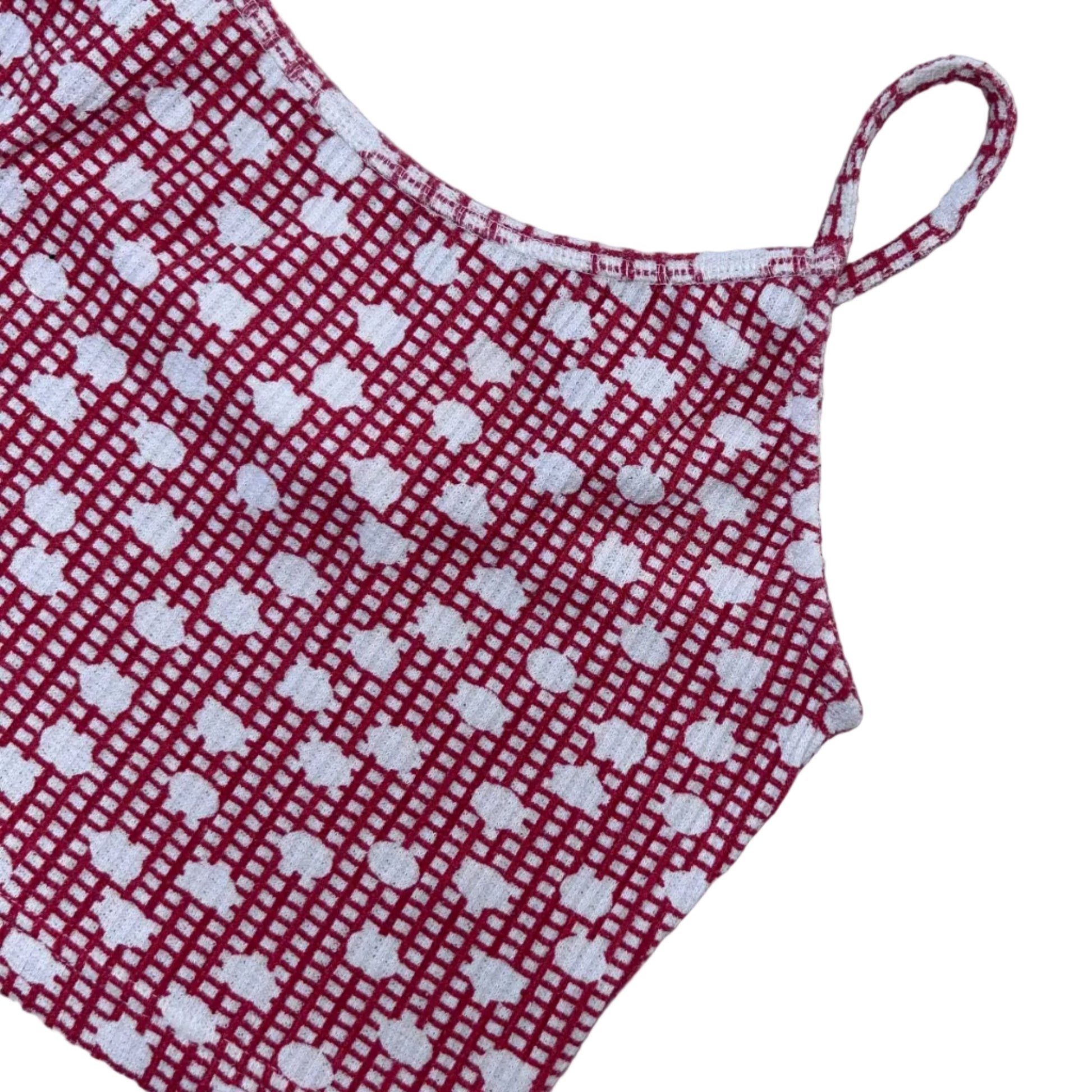 Secondhand red and white checkered American Vintage crop top with polka dots 