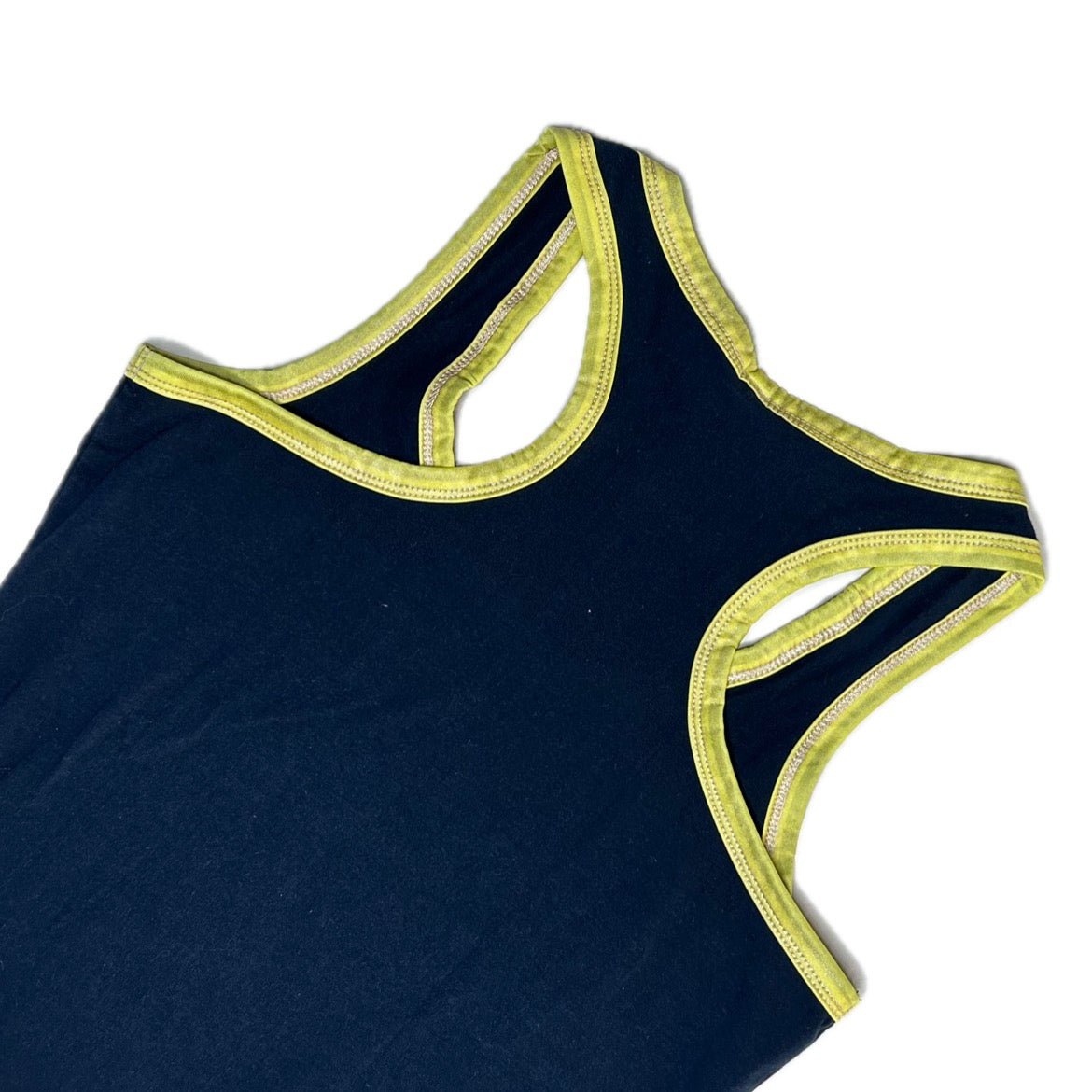 Secondhand black, yellow and gold cotton Super Star Top with Racer Back 