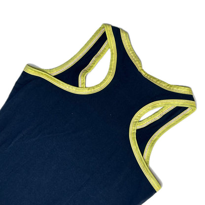 Secondhand black, yellow and gold cotton Super Star Top with Racer Back 