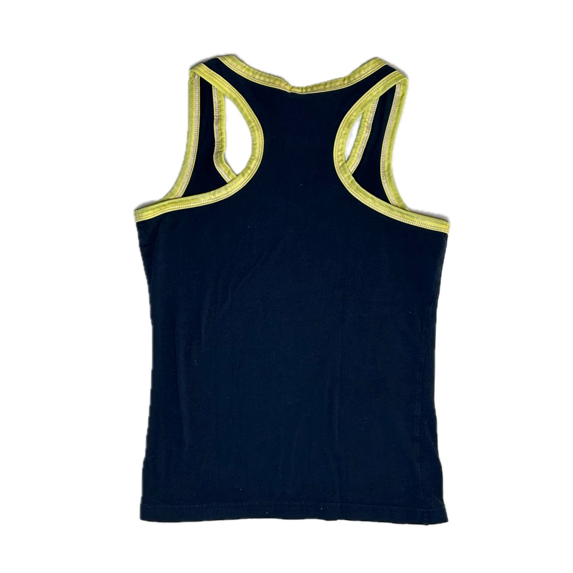 Secondhand black, yellow and gold cotton Super Star Top with Racer Back 