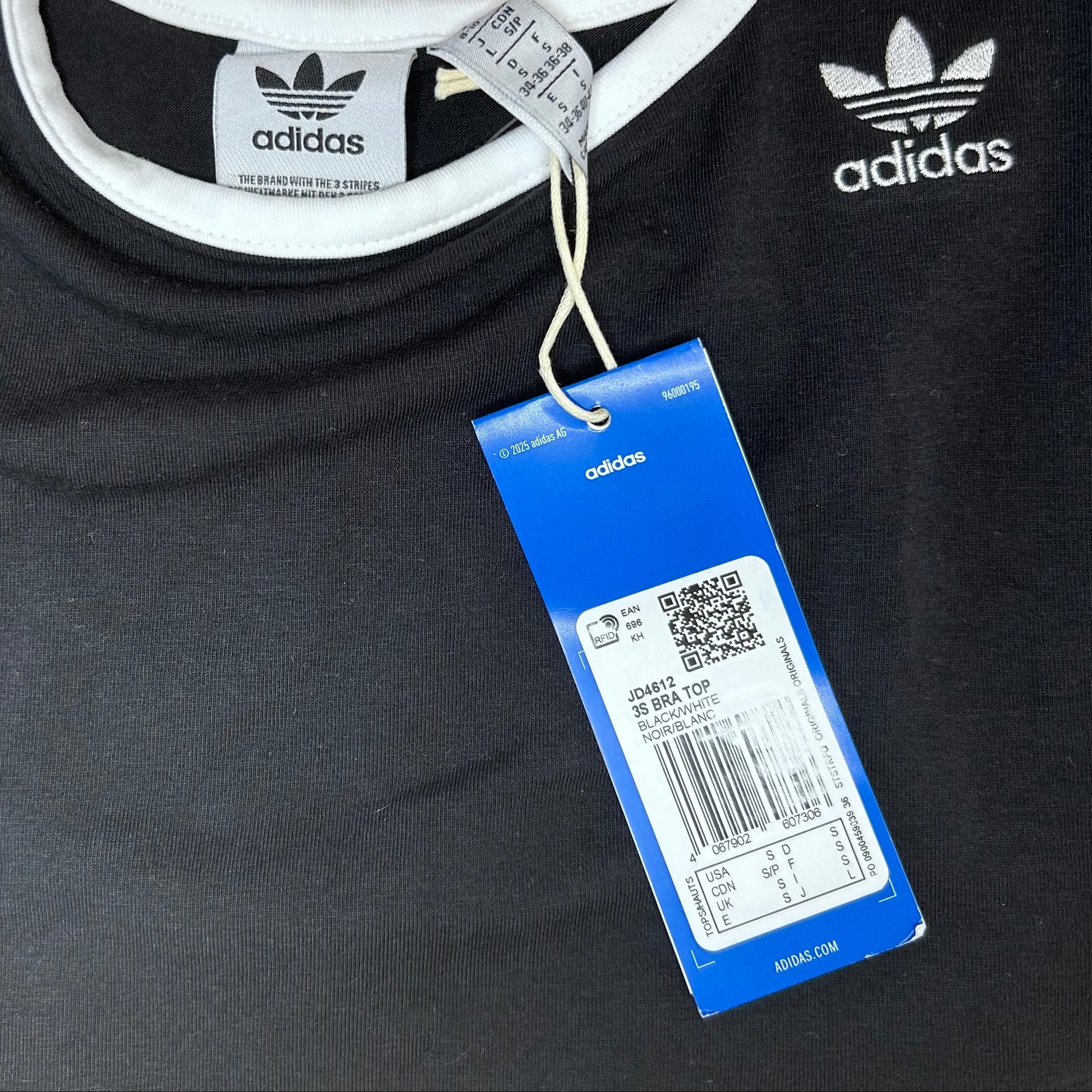 Secondhand black and white Adidas cropped Top 