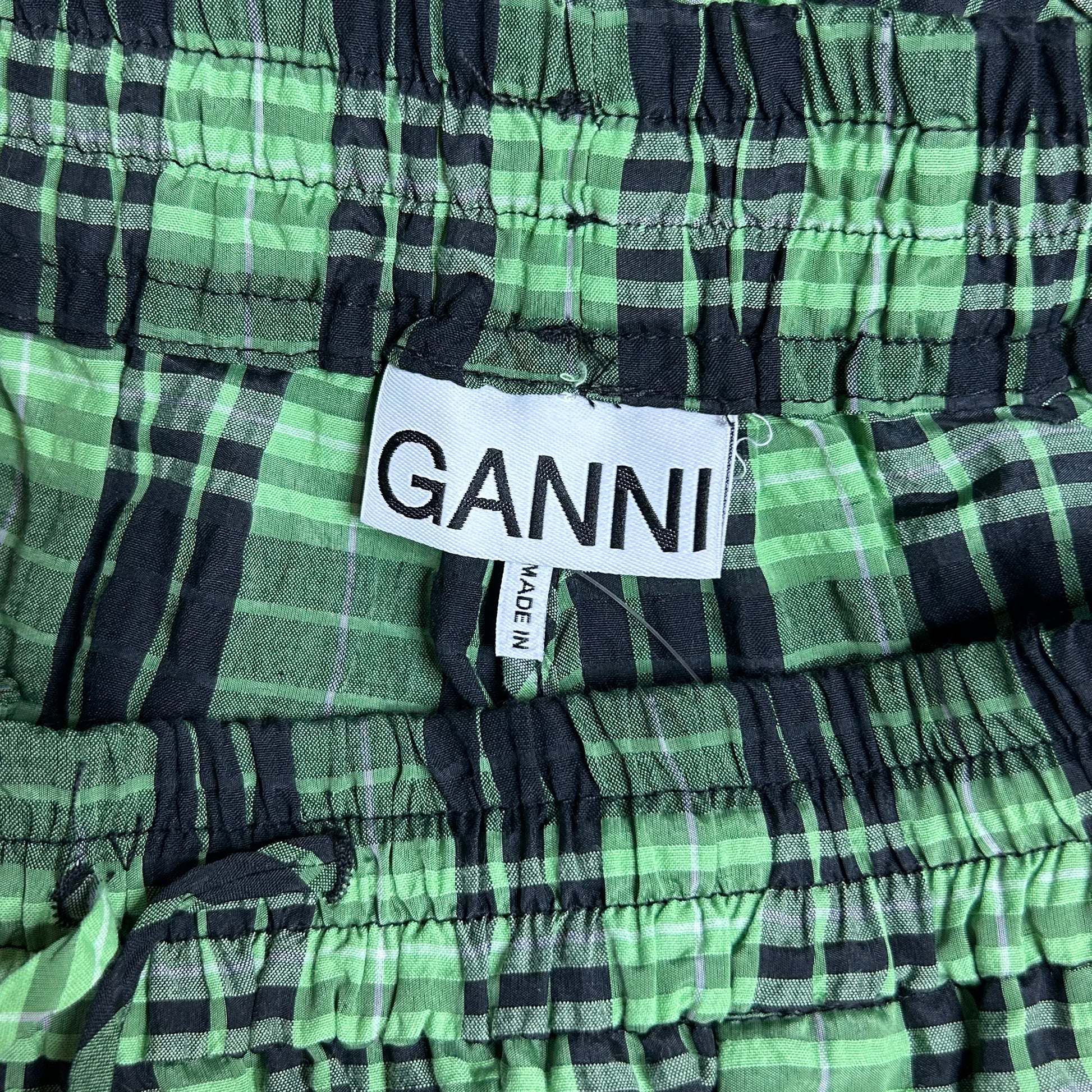 Secondhand green and black checkered Ganni Shorts 