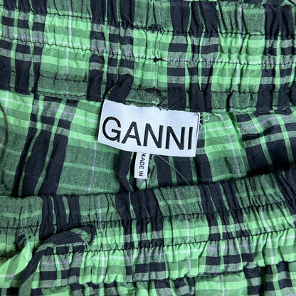 Secondhand green and black checkered Ganni Shorts 