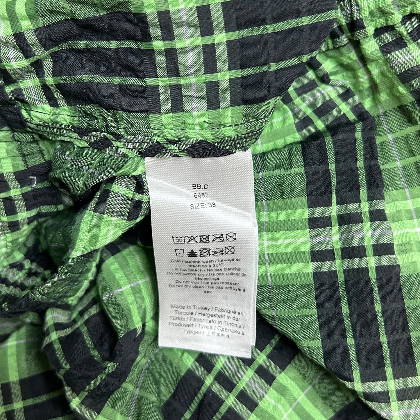 Secondhand green and black checkered Ganni Shorts 