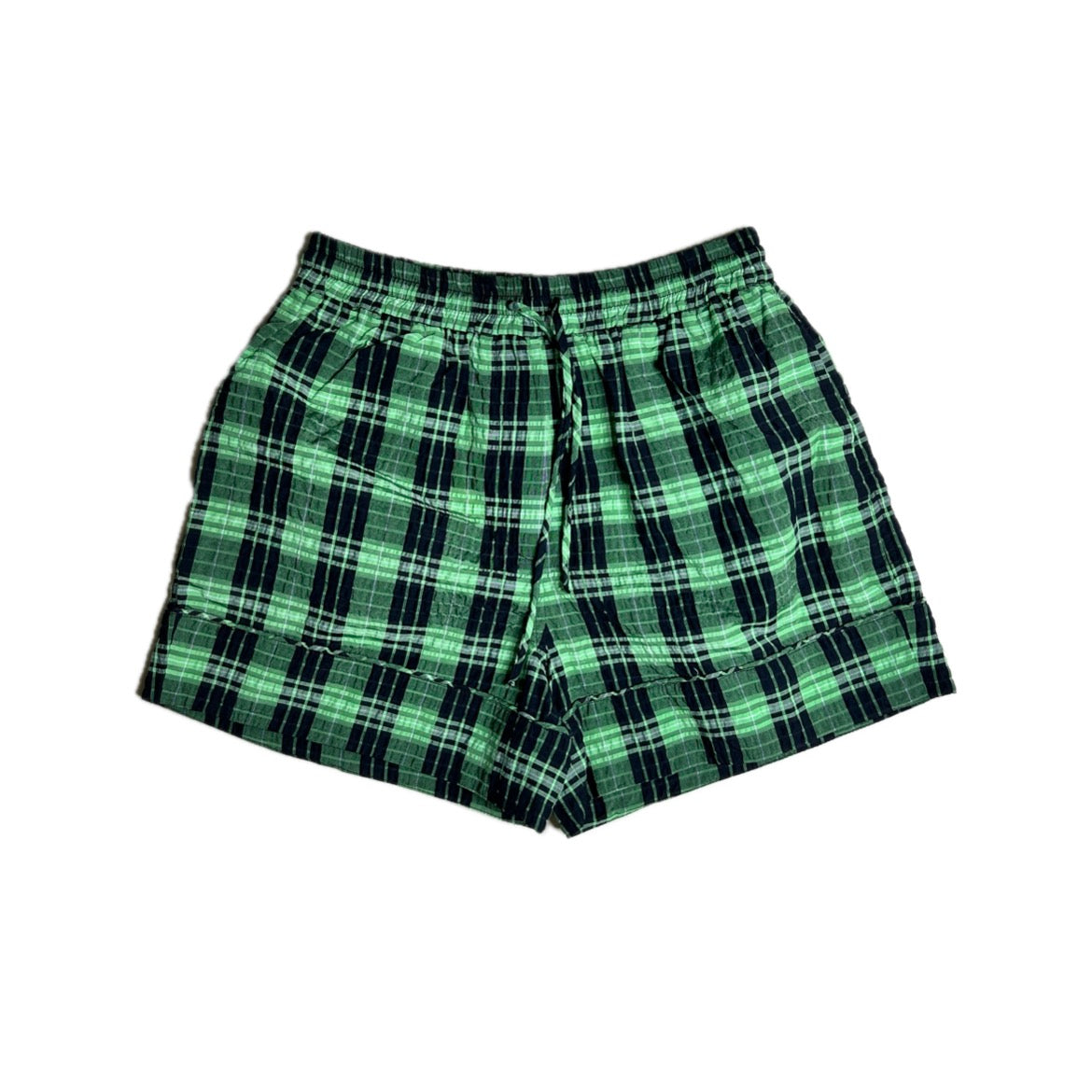 Secondhand green and black checkered Ganni Shorts 