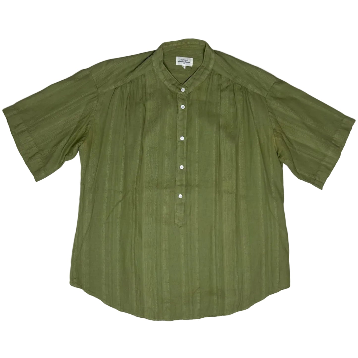 secondhand olive green / khaki cotton Hartford blouse with short sleeves