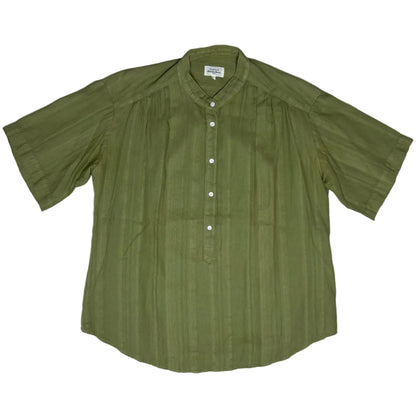 secondhand olive green / khaki cotton Hartford blouse with short sleeves