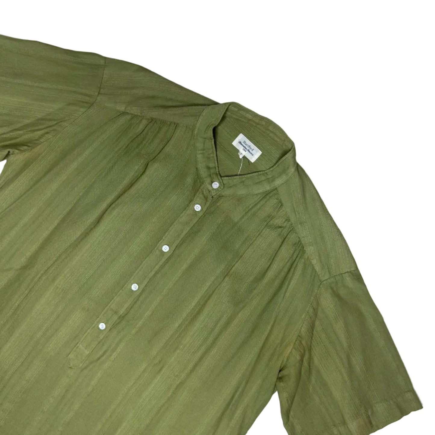 secondhand olive green / khaki cotton Hartford blouse with short sleeves