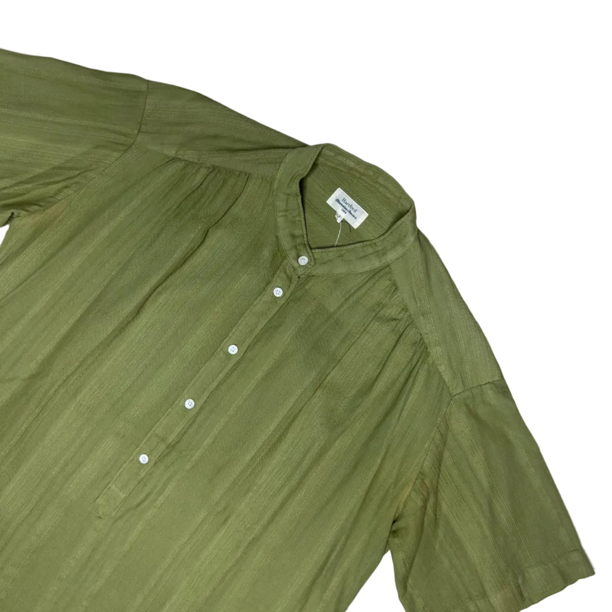 secondhand olive green / khaki cotton Hartford blouse with short sleeves