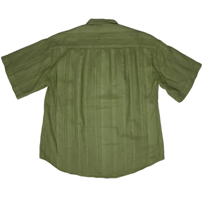 secondhand olive green / khaki cotton Hartford blouse with short sleeves