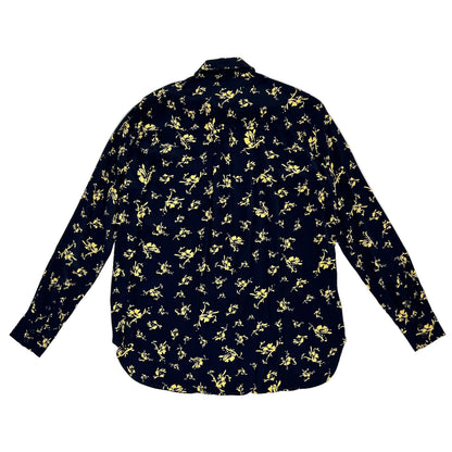 Secondhand black Ganni Blouse with yellow floral print 