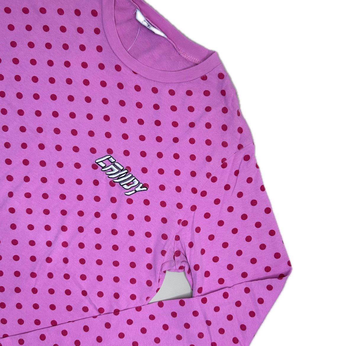 Secondhand pink cotton Envii Longsleeve with red polka dots 