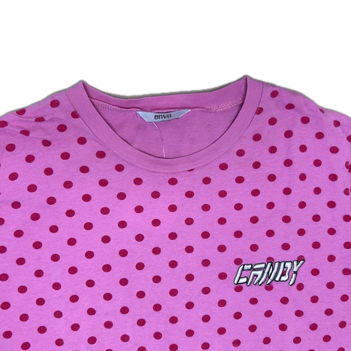 Secondhand pink cotton Envii Longsleeve with red polka dots 