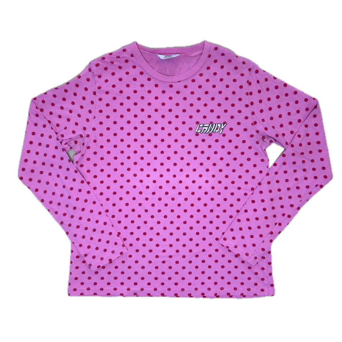 Secondhand pink cotton Envii Longsleeve with red polka dots 