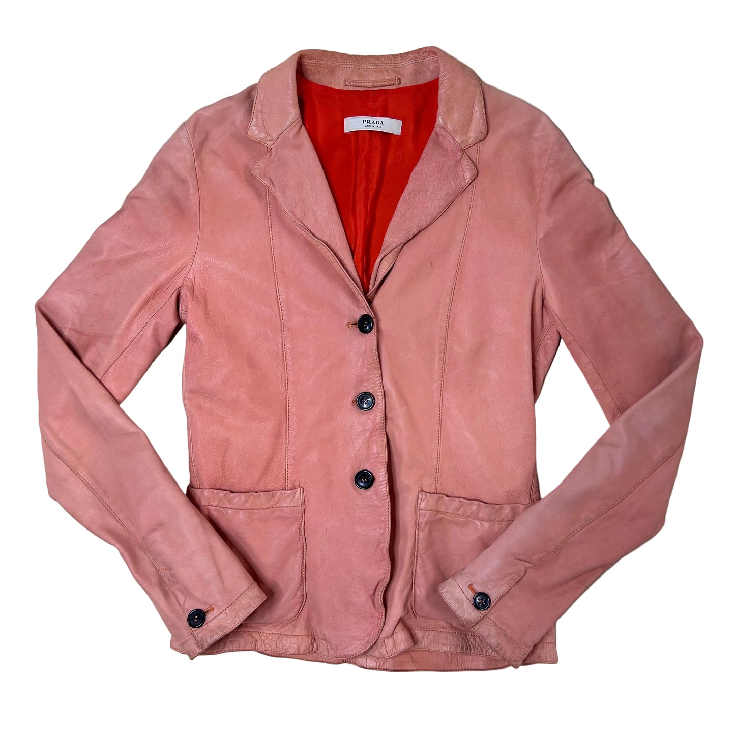 Vintage Prada Blazer / Jacket in a coral color made out of soft leather.