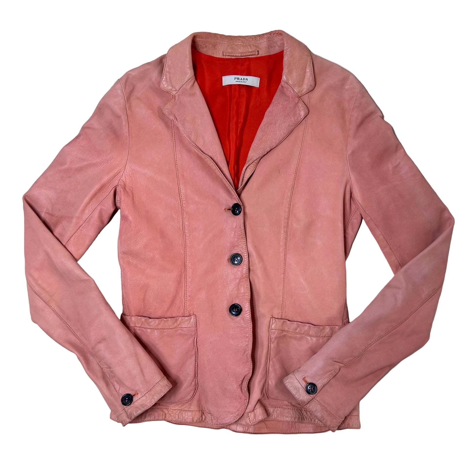 Vintage Prada Blazer / Jacket in a coral color made out of soft leather.