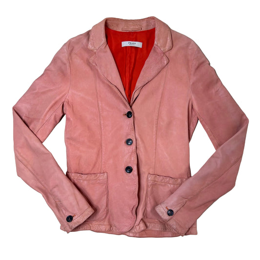 Vintage Prada Blazer / Jacket in a coral color made out of soft leather.