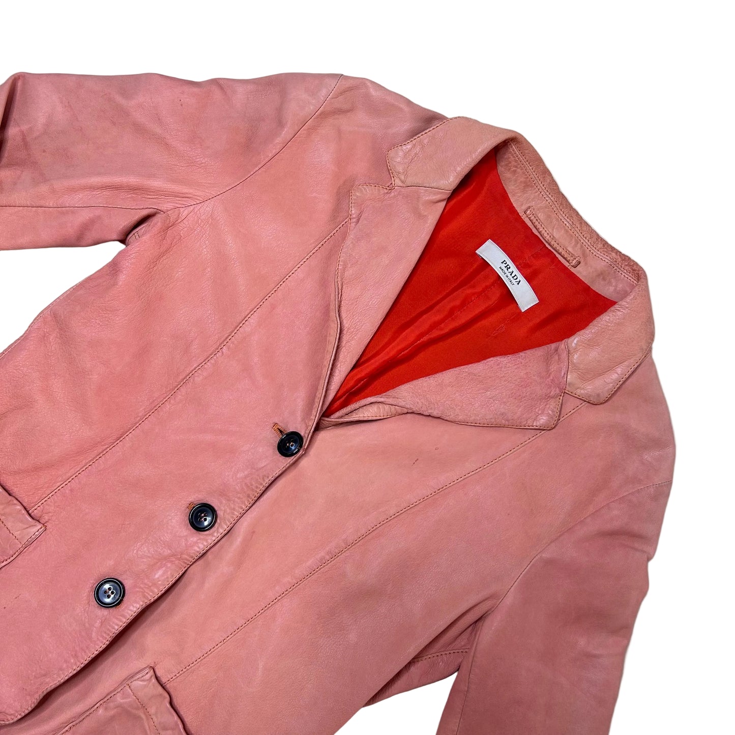 Vintage Prada Blazer / Jacket in a coral color made out of soft leather.