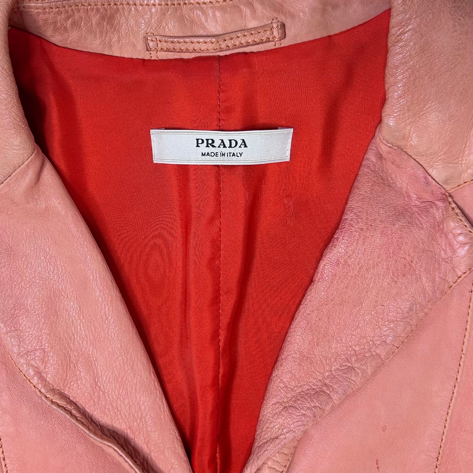 Vintage Prada Blazer / Jacket in a coral color made out of soft leather.