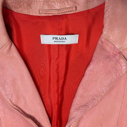 Vintage Prada Blazer / Jacket in a coral color made out of soft leather.
