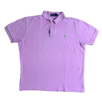Secondhand light pink cotton Ralph Lauren Polo Shirt with Short Sleeves and green Logo