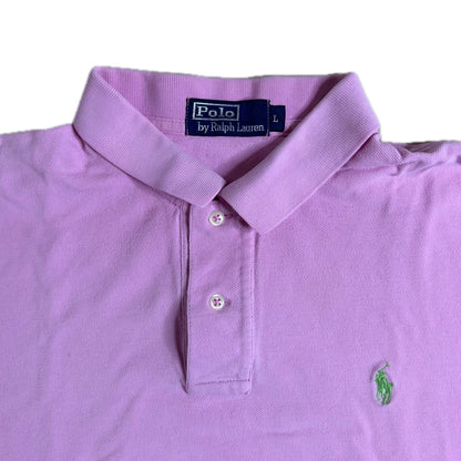 Secondhand light pink cotton Ralph Lauren Polo Shirt with Short Sleeves and green Logo
