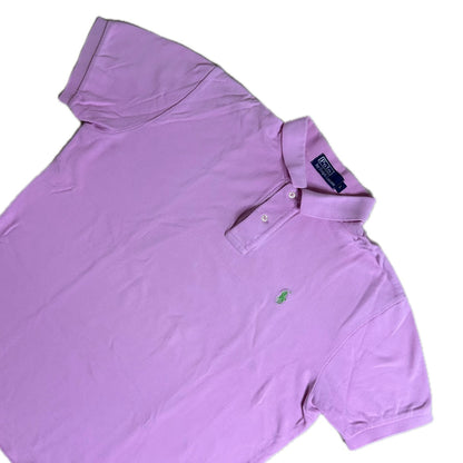 Secondhand light pink cotton Ralph Lauren Polo Shirt with Short Sleeves and green Logo