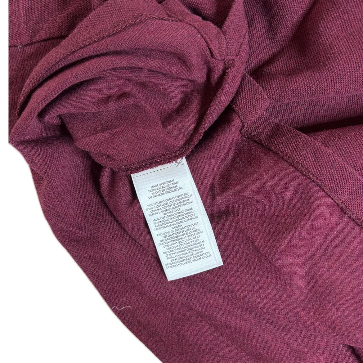 Secondhand burgundy cotton Ralph Lauren Longsleeve Polo Shirt with blue Logo
