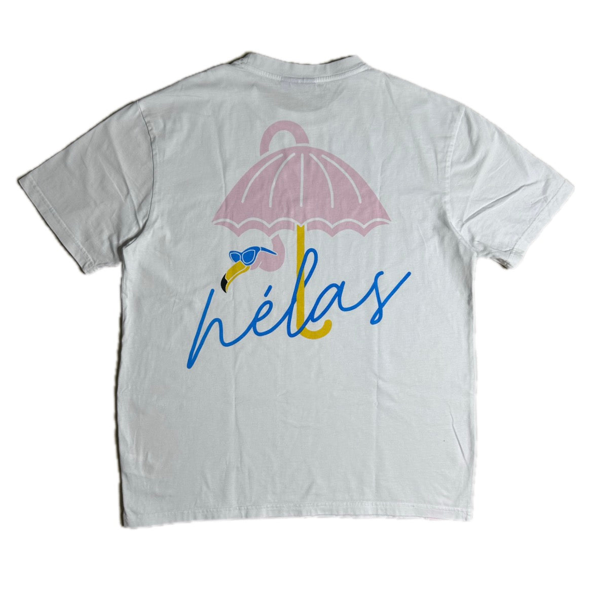 Secondhand white cotton Hélas T-Shirt with colorful print 